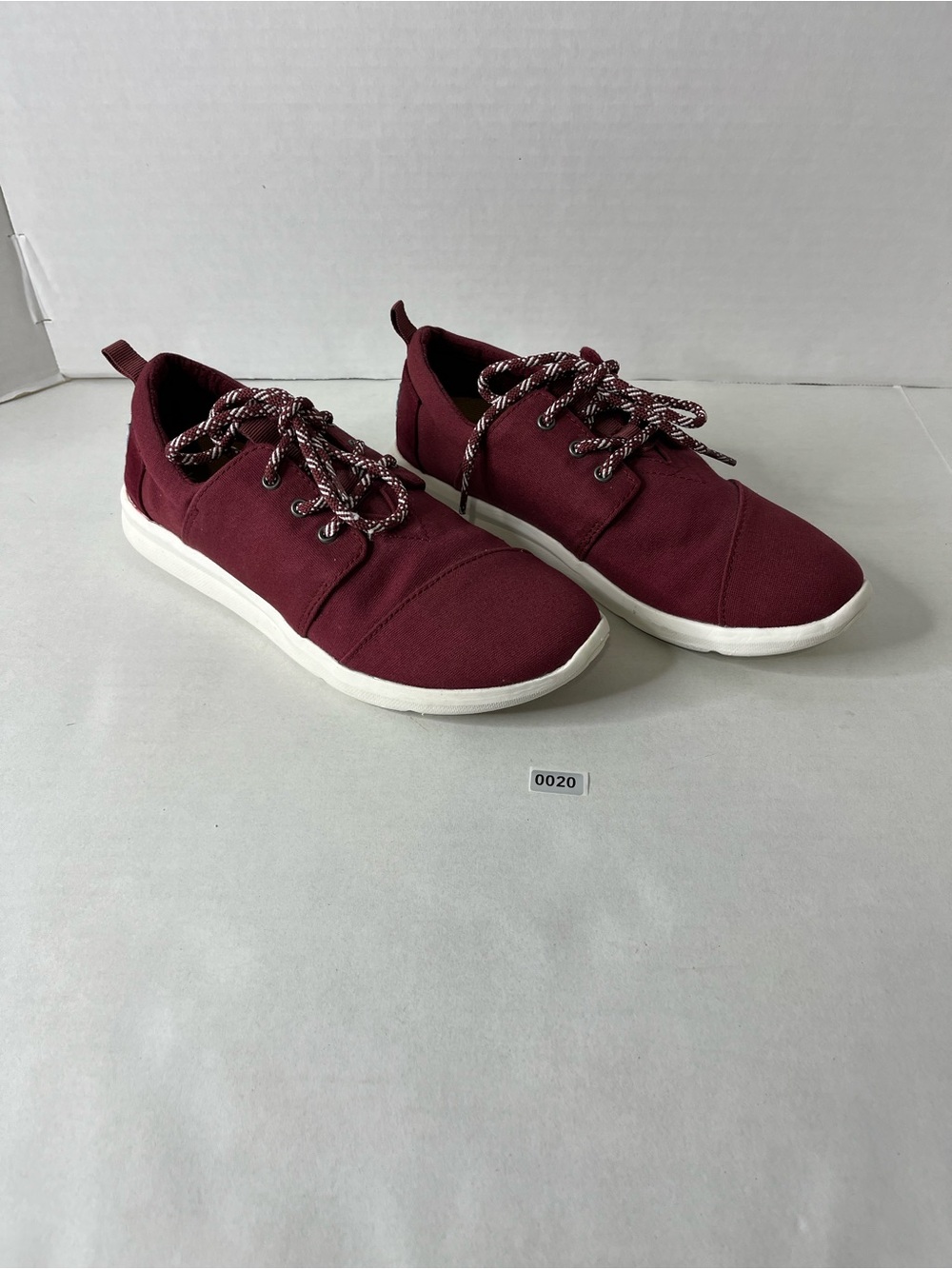 Toms Women's Lace-Up Sneakers in Burgundy with Patterned Laces